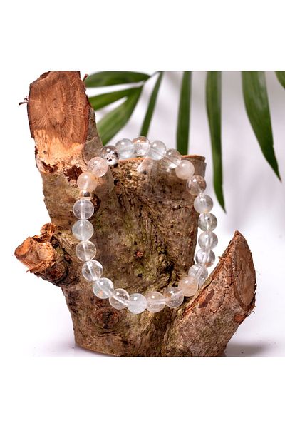 Taş Sandığı White Topaz Stone Silver Bracelet - 8 mm
