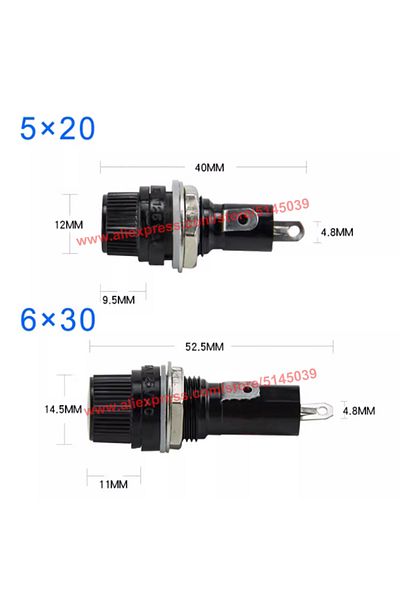 Choice 5x20mm 10pcs 5*20mm 6*30mm Spiral Type Glass Tube Fuse Holder For 5x20mm 6x30mm Fuse Holder Glass Fu