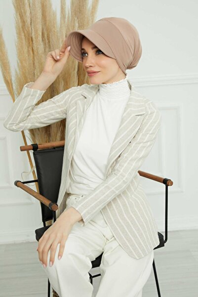 Aisha's Design Combed Cotton Hat with Visor, B-73, Mink