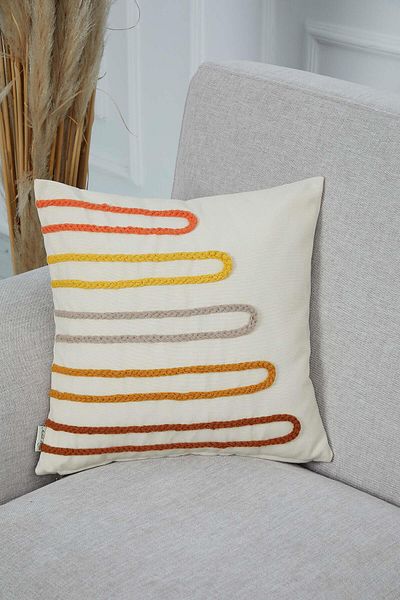 Aisha's Design Colorful Throw Pillow Cover with Knitted Detail - K-283