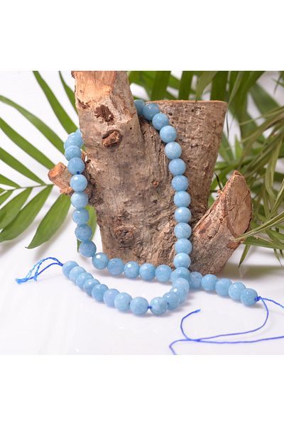 Taş Sandığı Blue Quartz Stone String - 8 mm Facet Cut