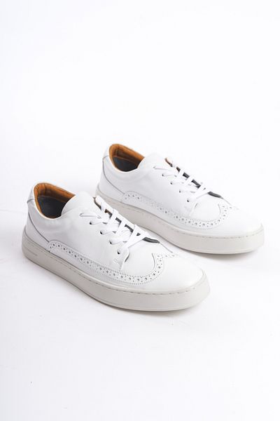 Mubiano Pantofi sport și pantofi sport din piele naturală pentru bărbați alb-mbkry013-b