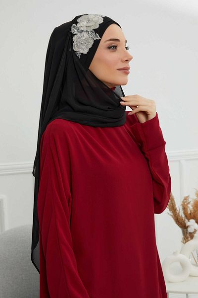 Aisha's Design Design Chiffon Shawl - Flower Accessory, cps-101