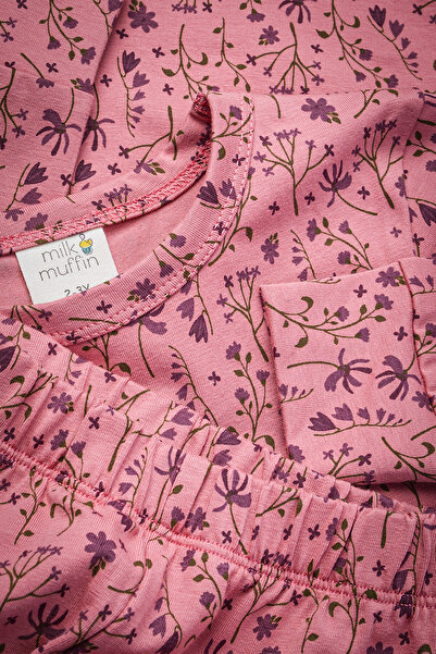 Milk & Muffin PEMBE ÇİÇEK Desenli Pijama Takımı