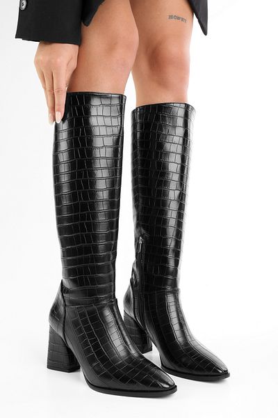 Shoeberry Γυναικείες μπότες Tiago Black Crocodile