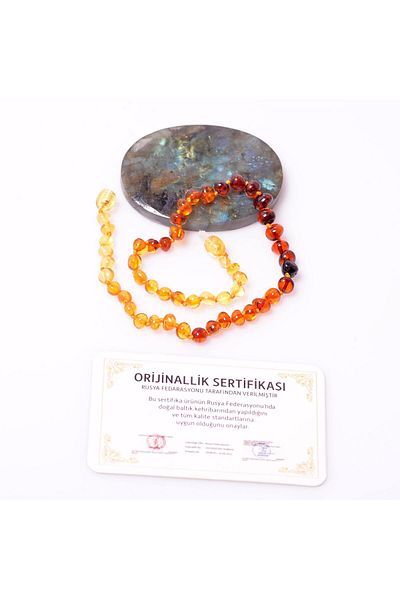 Taş Sandığı Filtered Color Baby Necklace with Drop Amber