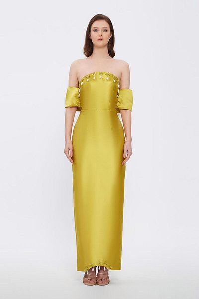 CENGIZ AKTURK Flared Cut Crepe Long Evening Dress - 2028C