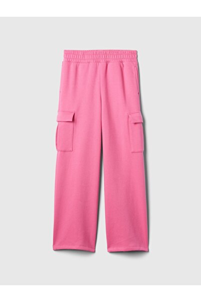 GAP Kız Çocuk Pembe Vintage Soft Wide-Leg Kargo Eşofman Altı