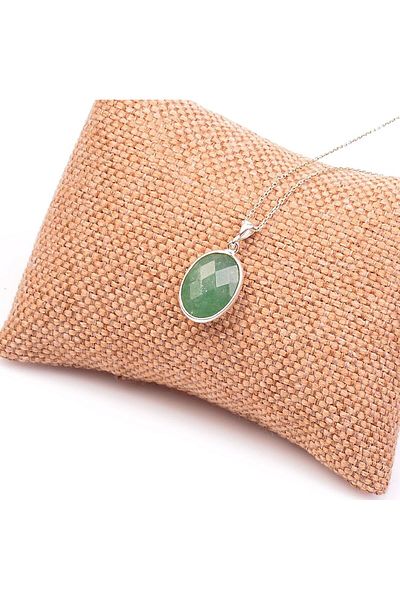 Taş Sandığı Aventurine Stone Silver Necklace