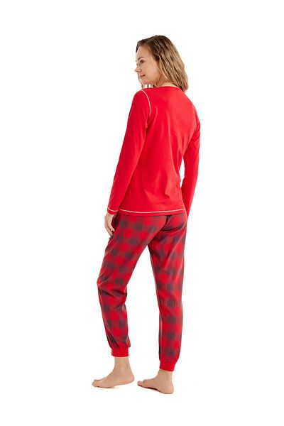 Blackspade Women's Long Sleeve Red 100% Cotton Pajamas Suit C3T2N6O15
