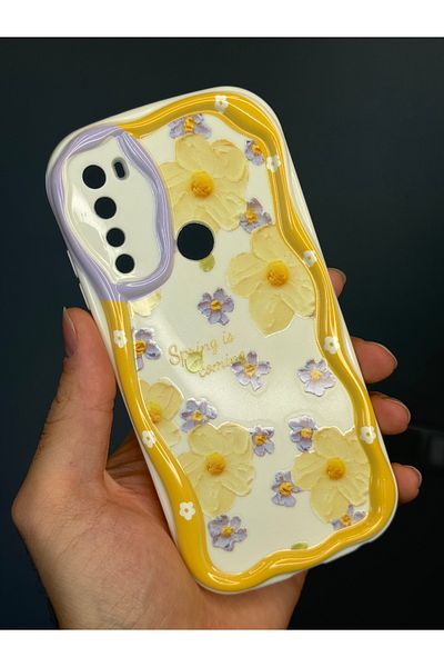 Fibaks حافظة متوافقة مع هاتف Redmi Note 8 مصممة بنمط حماية الكاميرا وغطاء سيليكون ملون على شكل زهرة الأقحوان