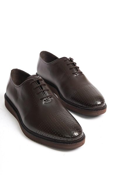 Mubiano Men's Genuine Leather Laced Classic Shoes Brown-Mbeyy23212-Kh