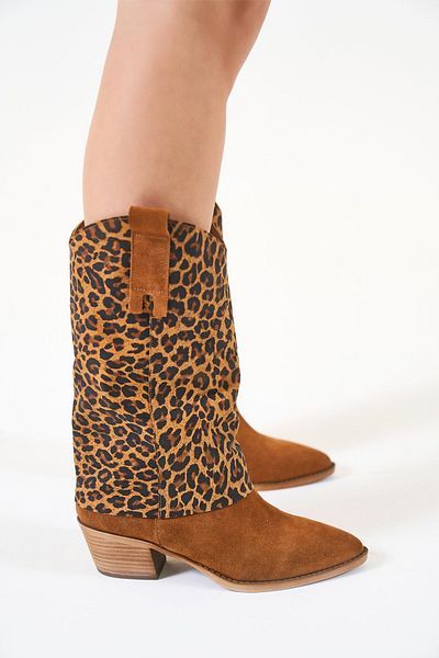 Louis Cardy Γυναικείες μπότες Camila Leopard από γνήσιο δέρμα