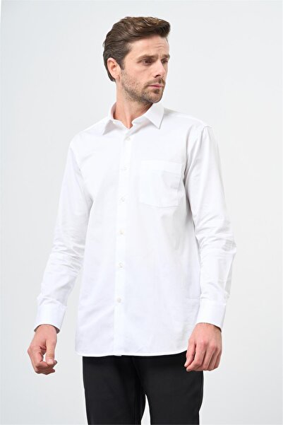 İmza Cămașă albă cu mânecă lungă, 100% bumbac, cu guler dur, cu buzunare, pot...