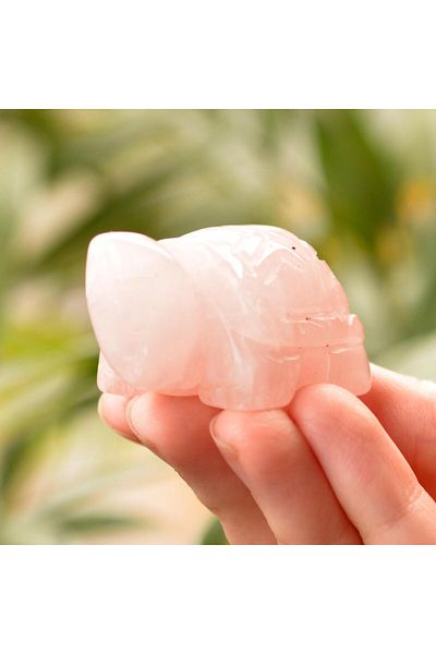 Taş Sandığı Pink Quartz Stone Turtle Figure - 5 Cm