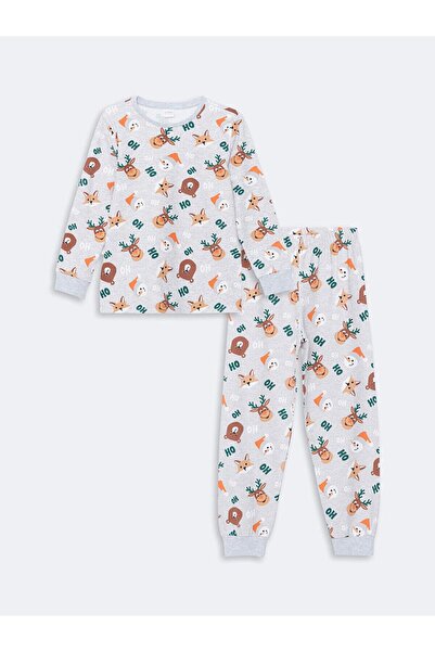 LC Waikiki LCW Kinder-Pyjama-Set mit bedrucktem Rundhalsausschnitt und Weihna...