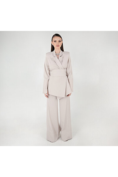 Bohai Design Bej Ceket-Pantolon Tasarım Alt-Üst Takım Elbise