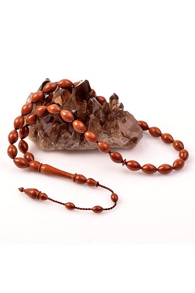 Taş Sandığı Rosewood Barley Cut Rosary - 8*12 Mm