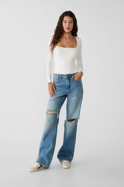 Stradivarius Bodysuit with square neckline
