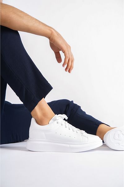 Mubiano Mbmcq1000-bb Pantofi sport și pantofi sport pentru bărbați cu talpă groasă alb/alb