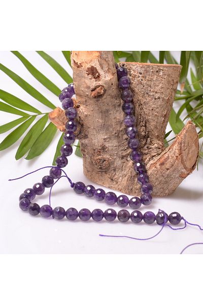 Taş Sandığı Amethyst Stone Facet Cut String - 8 mm