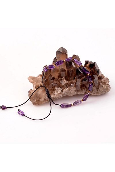 Taş Sandığı Amethyst Stone String Bracelet - Adjustable