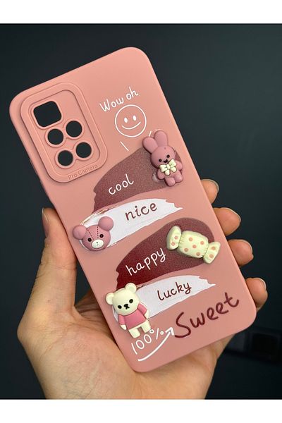 Fibaks حافظة متوافقة مع هاتف Redmi 10 2022 مصممة بنمط حماية الكاميرا على شكل أرنب وردي ناعم من السيليكون