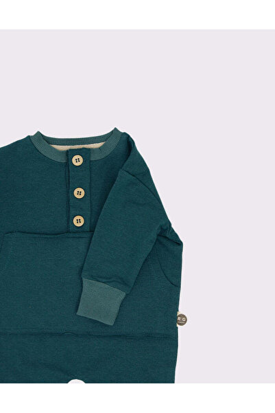 rg kidsstore Bebek Önü Kanguru Cepli ve Düğmeli Tulum-Bere 2'li Set