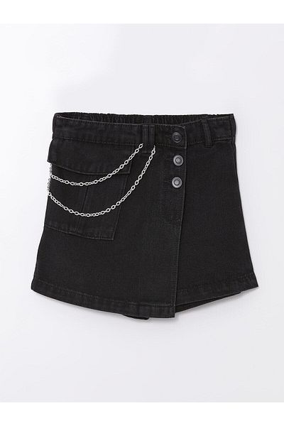 LC Waikiki Lcw Kids Elastic Waist Girl's Jean Shorts Skirt