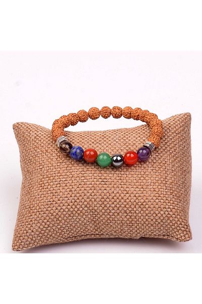 Taş Sandığı Chakra Stones Bracelet (8 Mm) - Rudraksha Seeded -