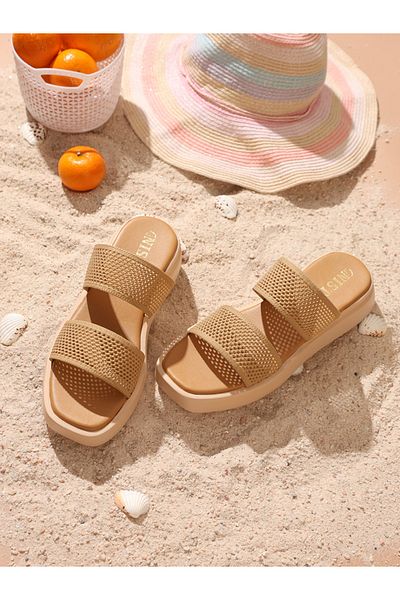 GNIST By Styli Textured Double Strap Flatform Sandals