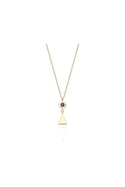 FasekGold Gümüş Kolye - 925 Ayar Gümüş Kolye - Üçgen Motifli Smoky Taşlı Mode...