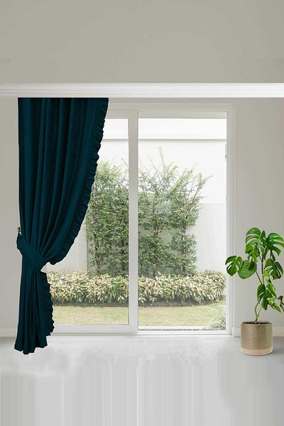 Aisha's Design ستارة خلفية مقاس 245x140 سم - حافة مكشكشة، حافة يسار، pr-2sol