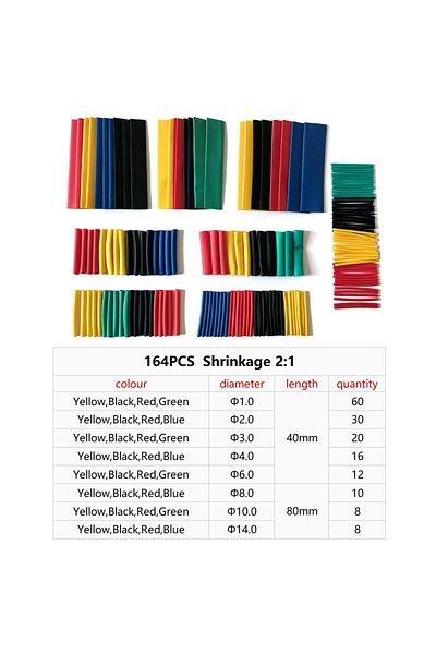 Choice Black-127pcs No Box Thermoresistant Tube Heat Shrink Tubing Kit, Termoretractil Heat Shrink Tube Ass