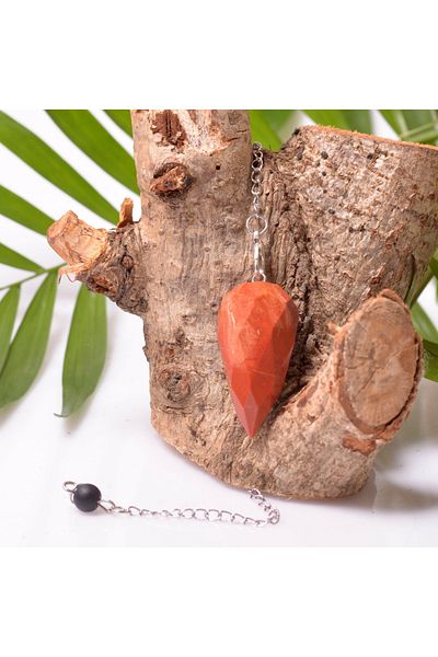 Taş Sandığı Red Jasper Facet Cut Pandula - Pendulum