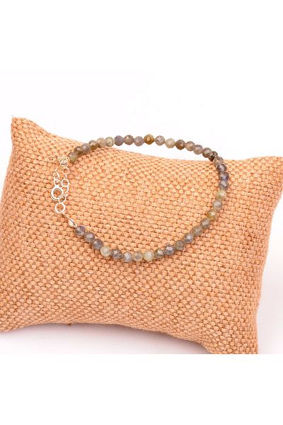 Taş Sandığı Very Thin Labradorite Stone Bracelet - 4 mm