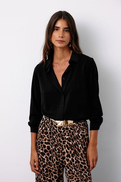 Sateen Black Plain Classic Shirt