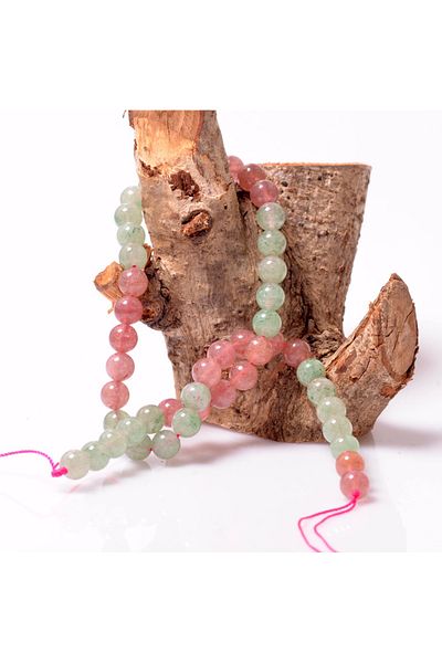 Taş Sandığı Mix Strawberry Quartz Stone String - 8 mm