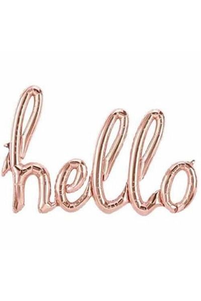 parti sürprizi Rose Gold Hello Handwriting Shaped Foil Balloon 1 Piece