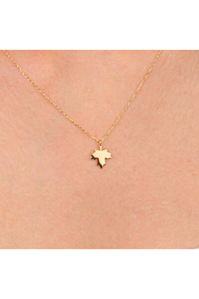 FasekGold Gümüş Kolye - Çınar Yaprağı 925 Ayar Gümüş Kolye