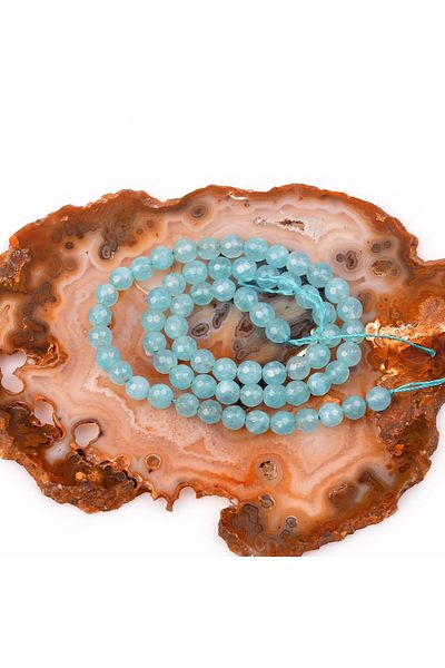 Taş Sandığı Blue Quartz Stone String (6 mm) - Facet Cut -