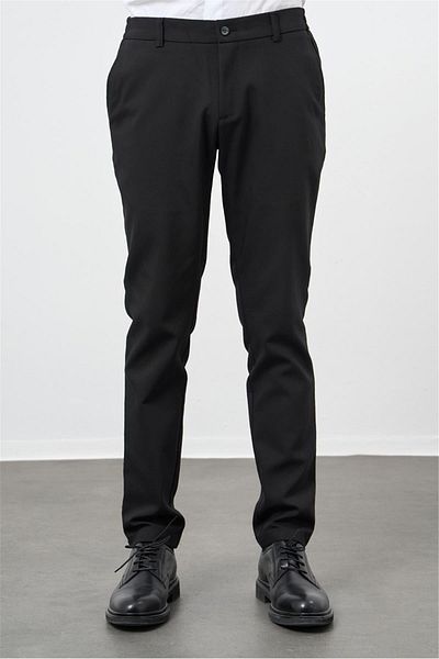 İmza Black Cotton Elastic Side Pocket Casual Slim Fit Jogger Pants 1003245101
