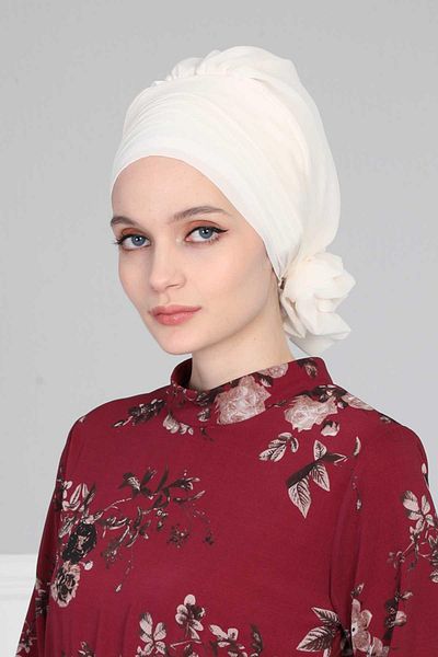 Aisha's Design عمامة شيفون جاهزة - تصميم متقاطع، Ht-30