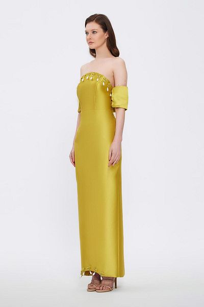 CENGIZ AKTURK Flared Cut Crepe Long Evening Dress - 2028C