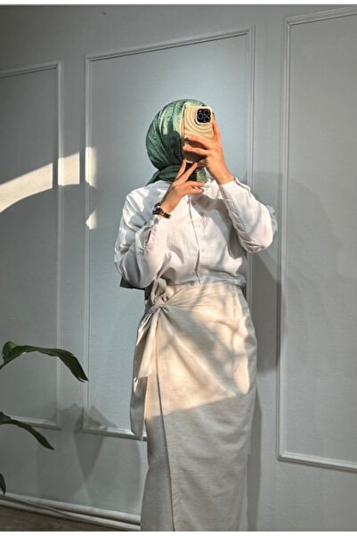 Butik Keten bağlamalı etek