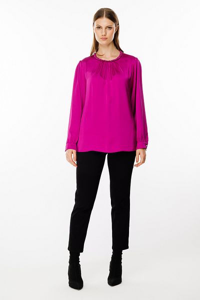 Ekol Braided Collar Satin Blouse