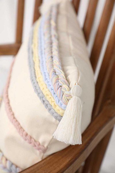 Aisha's Design Throw Pillow Cover with Knitted Stripe - K-195