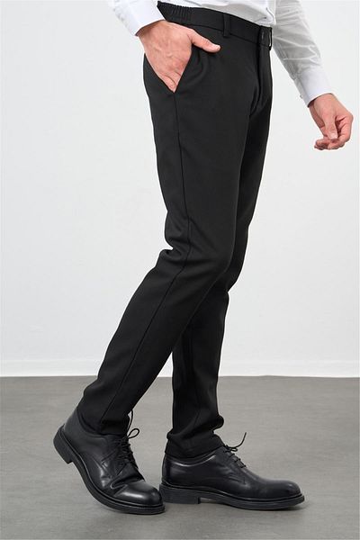 İmza Black Cotton Elastic Side Pocket Casual Slim Fit Jogger Pants 1003245101