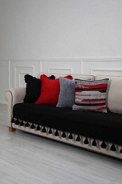 Aisha's Design 90x210 Black Tufted Sofa Cover - Ko-19