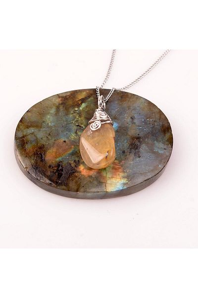 Taş Sandığı Rutilli Quartz Stone Unshaped Necklace - Golden Rutil